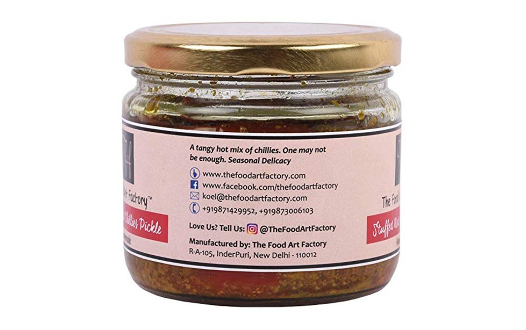 The Food Art Factory Stuffed Red Chillies Pickle    Glass Jar  250 grams